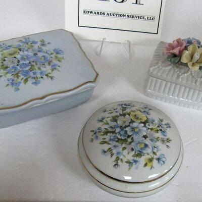 2 Vintage Trinket Boxes and a Candle