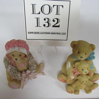 Two Older Bear Figurines, Priscilla, 404/822, 1992, And Theodore, Samantha, and Tyler, 1991
