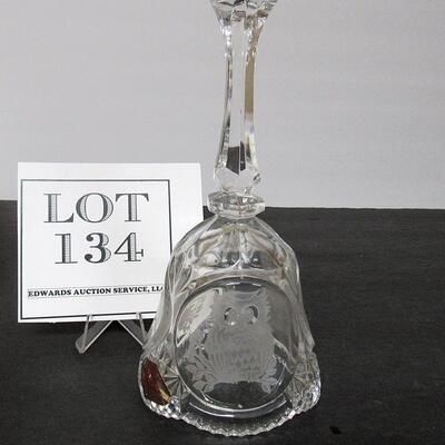 Vintage West German Lead Glass Bell With Owl Image, See all photos