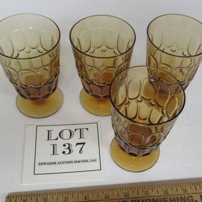 Set of 4 Vintage Fostoria Footed Tumblers, Mesa Pattern, see all photos