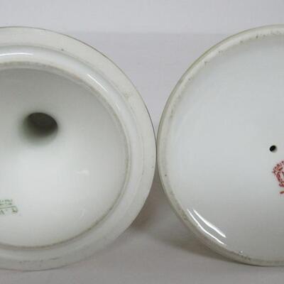 Two Nice Old Candlesticks, Limoges France George and Martha Washington, and Noritake Green/Gold