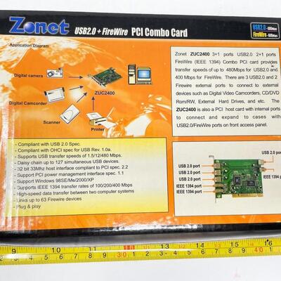 ZONET USB2.0 + FIREWIRE PCI COMBO CARD