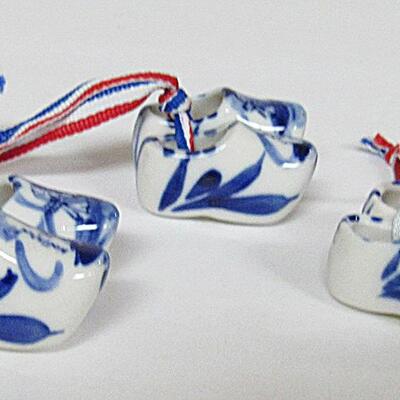 3 Sets of Miniature Blue and White Clogs, Made in Holland
