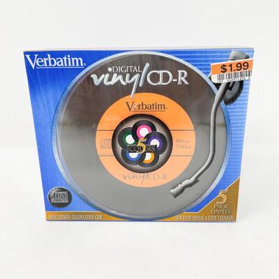 VERBATIM DIGITAL VINYL CD-R PACK OF 5 REWRITABLE CDS