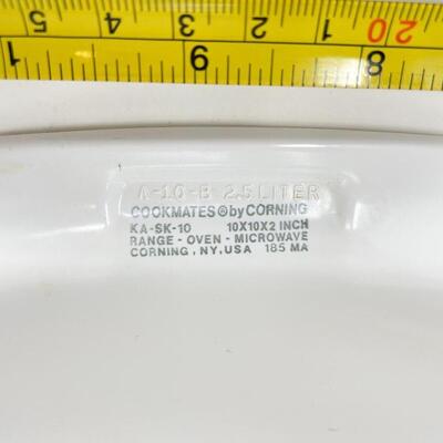 COOKMATES BY CORNING 10â€ SQUARE CASSEROLE DISH W/ PYREX GLASS LID