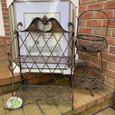 Lot 35:  Wire Fruit Baskets, Collapsible Wire Shelf, Frame & More