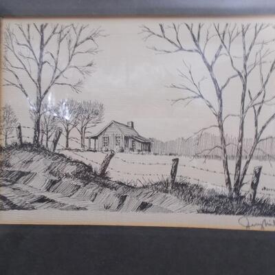One of the Signed Jerry Miller pen & Ink NC Historical Prints