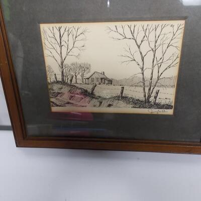 One of the Signed Jerry Miller pen & Ink NC Historical Prints