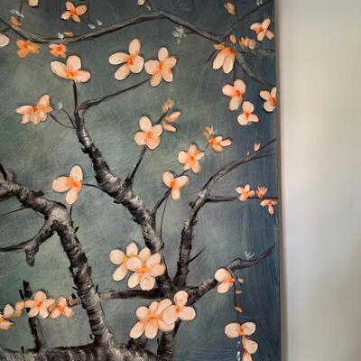 Lot 477: Oversized Cherry Blossom Print on Canvas