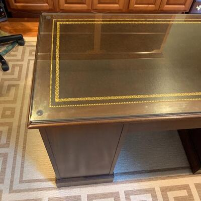 Lot 470: Leather/Glass Top Sligh  Desk