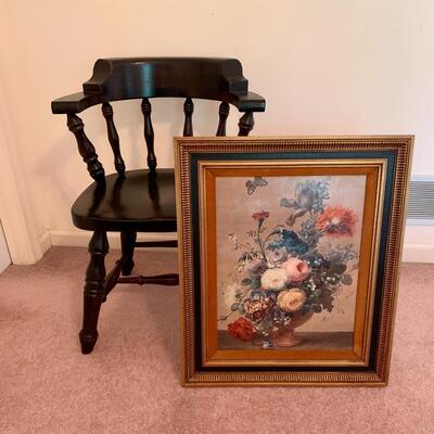Lot 464: Vintage Chair & Floral Print
