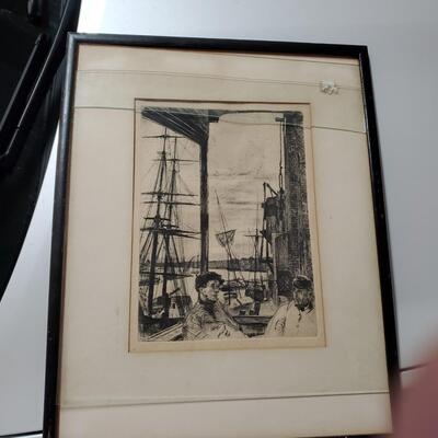 1860 Rotherhithe (Wapping) Etching and drypoint  by Whistler ( James A. McNeill Whistler) Celebrated   American Artist 1834