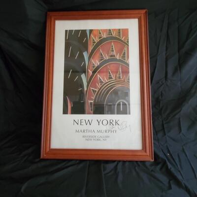 28 by 40 Signed by artist Martha MurrhyNew York Poster of a conceptual  building during the Art Deco era. New York City