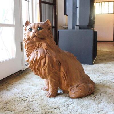Large Plaster Cat Statue Figurine 