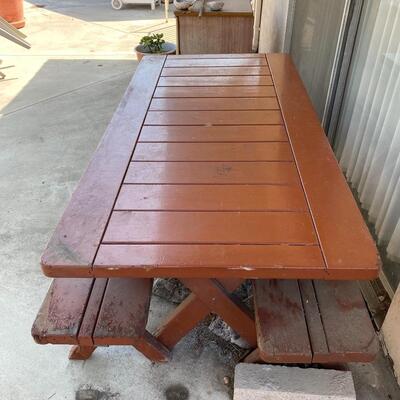 Vintage Wood Picnic Table with Benches