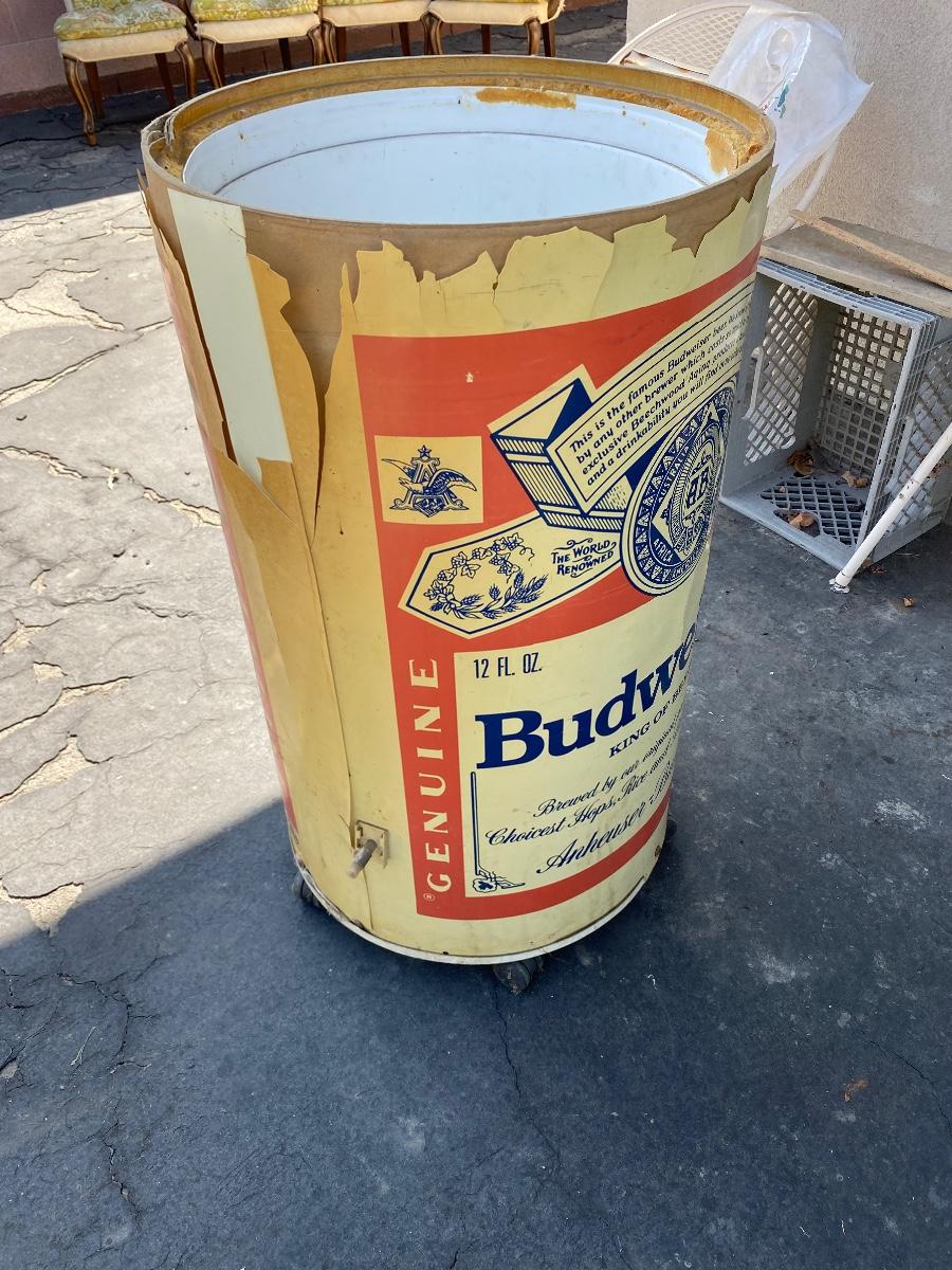 Vintage Budweiser Ice Chest Cooler Barrel Display Promo