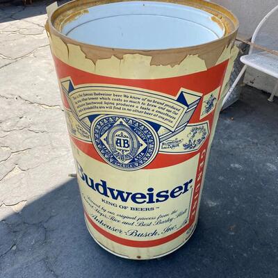 Vintage Budweiser Ice Chest Cooler Barrel Display Promo