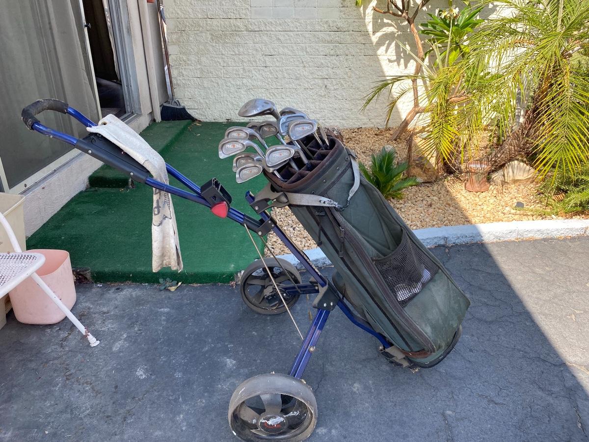 Set of Golf Clubs with Bag and Cart Ping Zing Orange Dot Callaway Tru