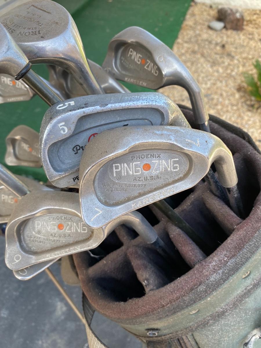 Set of Golf Clubs with Bag and Cart Ping Zing Orange Dot Callaway Tru