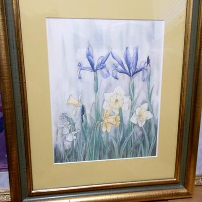 Daffodils and Iris watercolor numbered and signed by the artist