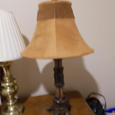 Metal Lamp with Suede Shade