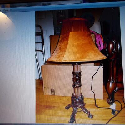 Metal Lamp with Suede Shade
