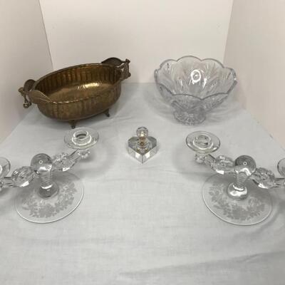 Crystal, glass, brass pieces