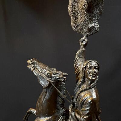 â€œBuffalo Signalâ€ cast bronze of Native American after Frederick Remington