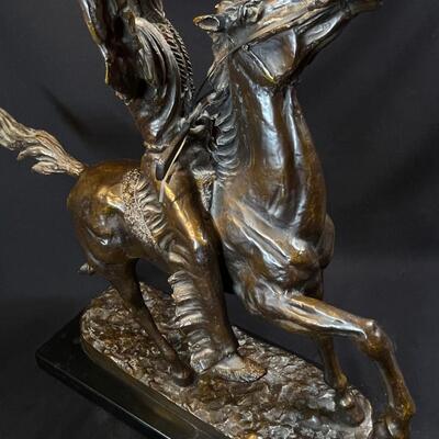 â€œBuffalo Signalâ€ cast bronze of Native American after Frederick Remington