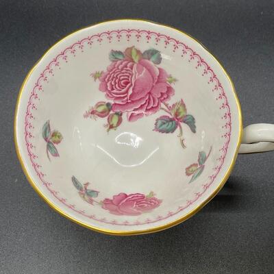 Set of Two Vintage Pink & White Floral Tea Cup and Plate