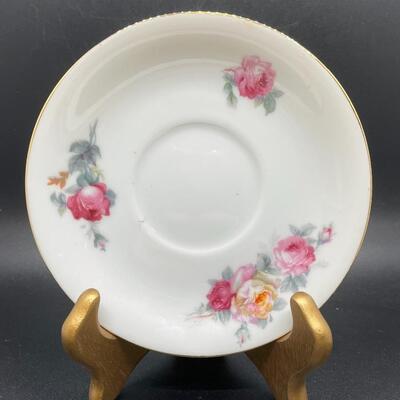 Set of Two Vintage Pink & White Floral Tea Cup and Plate