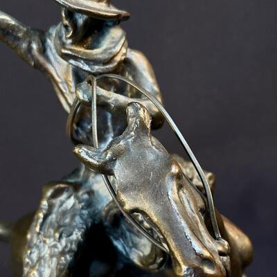 After Charles M Russell Bronze Mounted Cowboy SMOKING UP