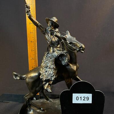 After Charles M Russell Bronze Mounted Cowboy SMOKING UP