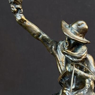 After Charles M Russell Bronze Mounted Cowboy SMOKING UP
