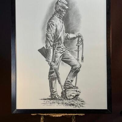 Harold T Holden Litho Of Civil War Soldier. Edition 12/500