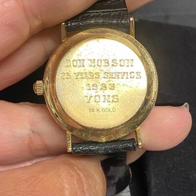 Vintage 14k Gold Girard Perregaux Employee Service Award Wrist Watch Engraved