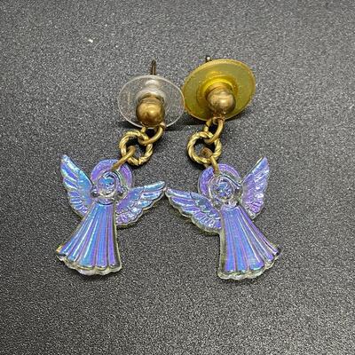 Set of Four Angel Pin Pendants and Earrings