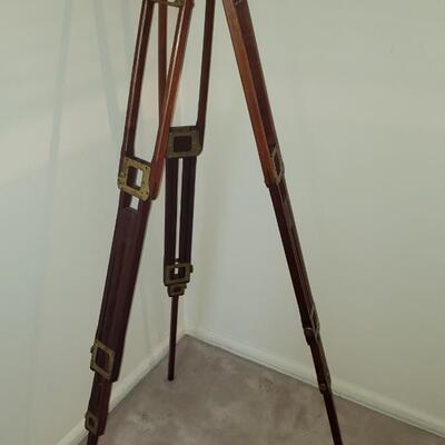 Antique tripod brass and wood 