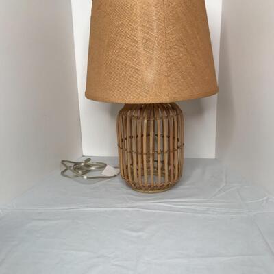Vintage Bamboo Lamp with Burlap shade