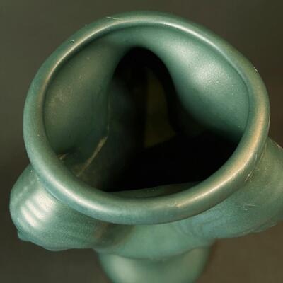 Rare Dark Green 3 Face Indian Van Briggle Vase