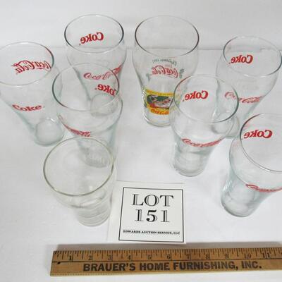 Lot of 8 Coca Cola Glasses, 3 Different Styles
