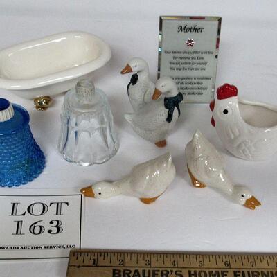 Lot of Misc Ceramic Decor and Glass Mother Poem, Votive Cups