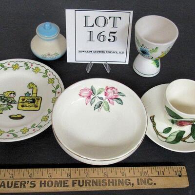 Lot of Vintage Dishes, Metlox Happy Time Plate, Homer Laughlin Rhythm Bowl, Egg Cup, More