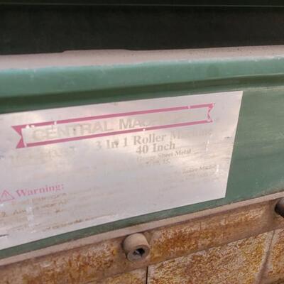 Lot 14: Vintage CENTRAL MACHINERY 40" 3 in 1 Roller Machine on Metal Frame Table w/ Wheels
