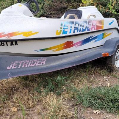 Lot 33: Vintage JET RIDER Jet ski NISSAN ENGINE w/ Original Trailer (Clear CO Title Ready to Transfer)