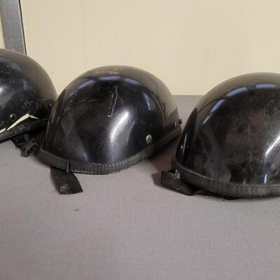 Lot 41: (3) Black Shell Motorcycle Helmets 