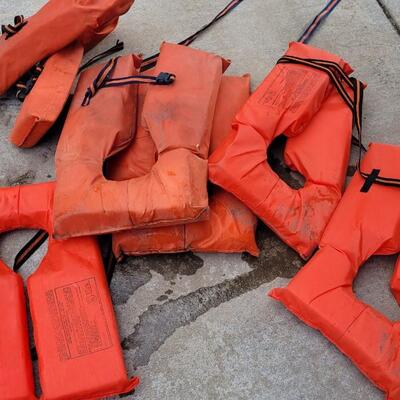 Lot 54: (6) Standard Size L Adult Lifejackets 
