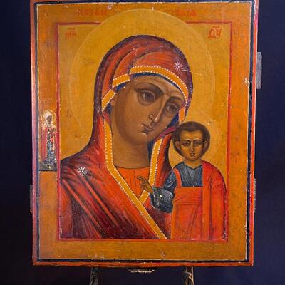 Fine Antique Russian Icon of Our Lady of Kazan