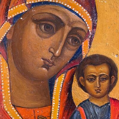 Fine Antique Russian Icon of Our Lady of Kazan