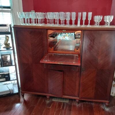 Inlayed bar cabinet mid century piece